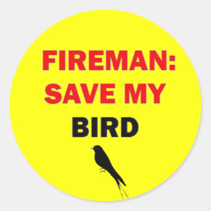 Adesivo Redondo Fireman Salve Meu Pássaro
