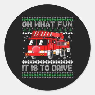 Adesivo Redondo Fireman Ugly Christmas - Fire Truck
