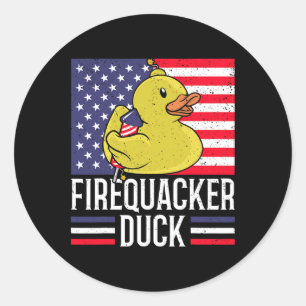 Adesivo Redondo Firequacker Duck 4 De Julho Firecracker Independe