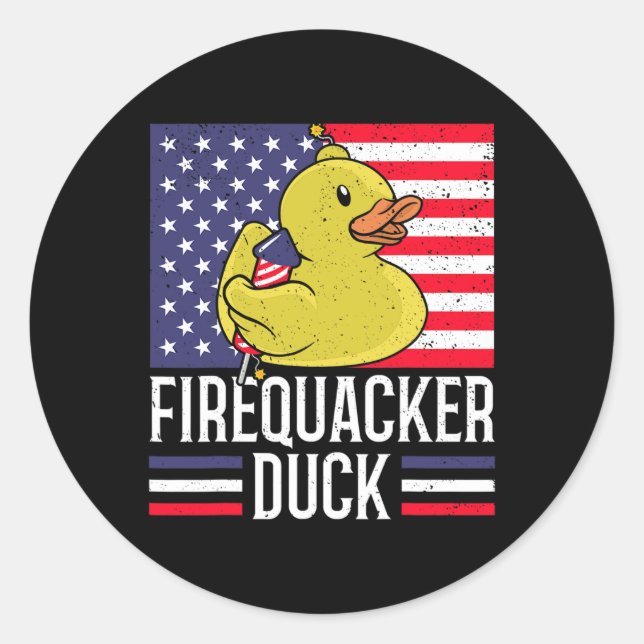 Adesivo Redondo Firequacker Duck 4 De Julho Firecracker Independe (Frente)