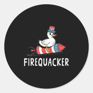 Adesivo Redondo Firequacker Funny 4 de julho Bobo Patriótico Goos