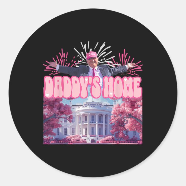 Adesivo Redondo Firework Pink - Pai Home Trump 2024 (Frente)