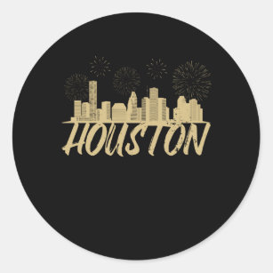 Adesivo Redondo Fireworks de Houston City Texas