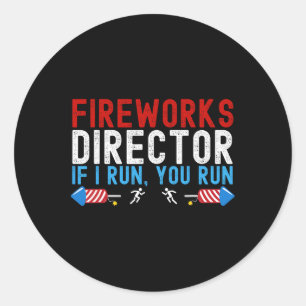 Adesivo Redondo Fireworks Diretor Americano Flag 4 De Julho 1
