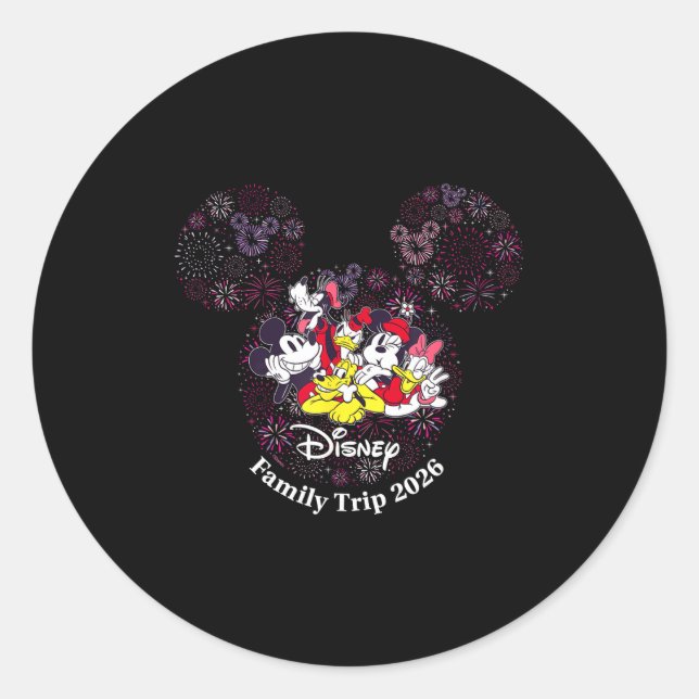 Adesivo Redondo Fireworks Family Trip 2026 Valentine's Day Vacatio (Frente)