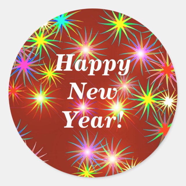 Adesivo Redondo Fireworks Flash de ano novo em vermelho (Frente)