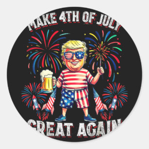 Adesivo Redondo Fireworks Funny Trump Patriótico Americano Feliz 4