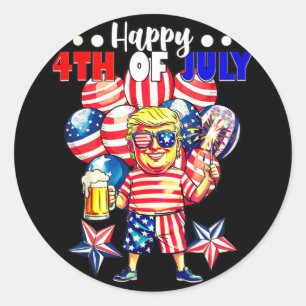 Adesivo Redondo Fireworks Funny Trump Patriótico Americano Feliz 4