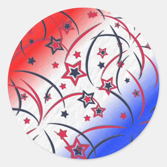 Adesivo Redondo Fireworks no Red White Blue (Frente)