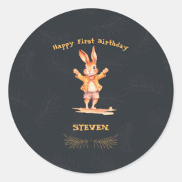 Adesivo Redondo First Birthday animal