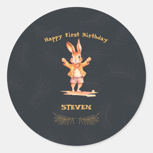 Adesivo Redondo First Birthday animal (Frente)