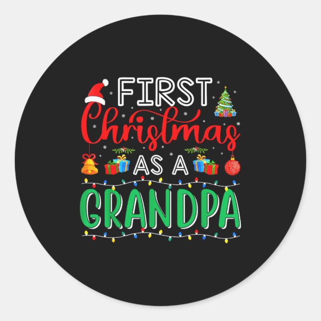 Adesivo Redondo First Christmas As Grandpa Family Matching New Gra (Frente)