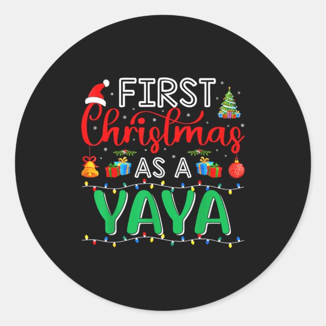 Adesivo Redondo First Christmas As Yaya Family Matching New Yaya  (Frente)