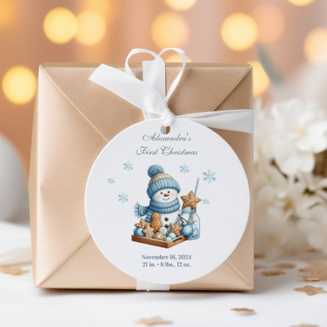 Adesivo Redondo First Christmas Birth Announcement (Criador carregado)