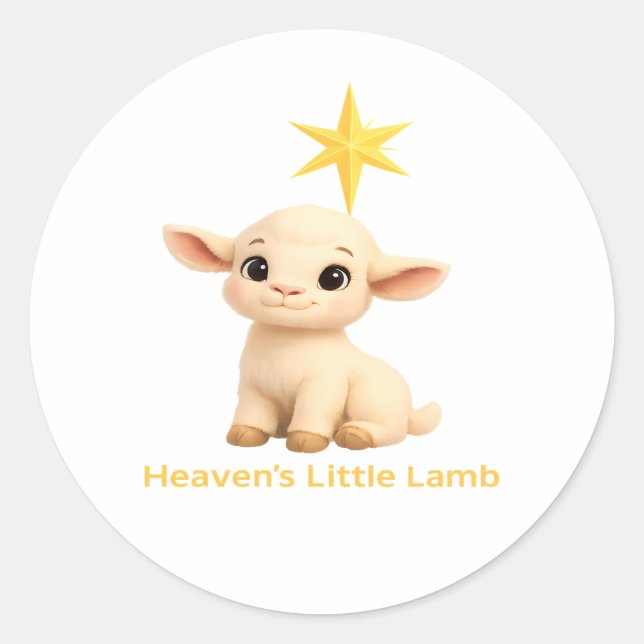 Adesivo Redondo First Christmas Religious Heavens Little Lamb (Frente)