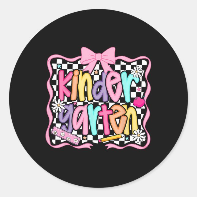 Adesivo Redondo First Day Of Kindergarten Floral Bundle For Teache (Frente)