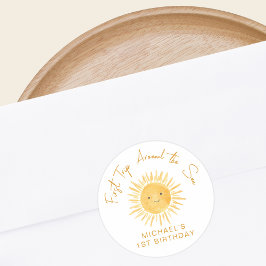 Adesivo Redondo First Trip Around The Sun Boy's Birthday