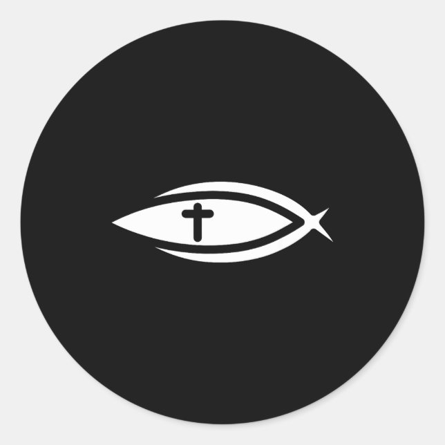 Adesivo Redondo Fish Cross Jesus Christian Prayers Mens Womens  (Frente)