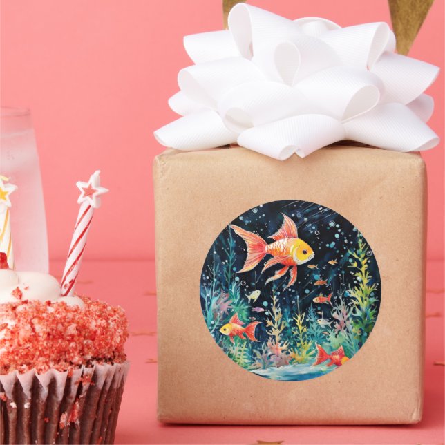 Adesivo Redondo Fish Dreamland, perfeição de aquário, (Festa)