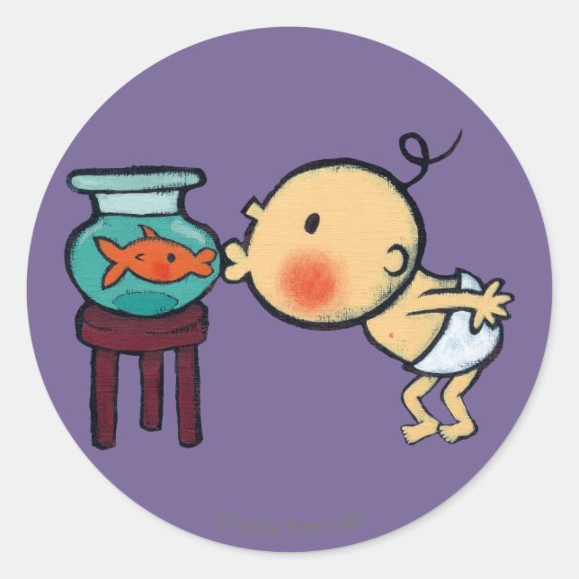 Adesivo Redondo Fishbowl Kisses Orange Goldfish (Frente)