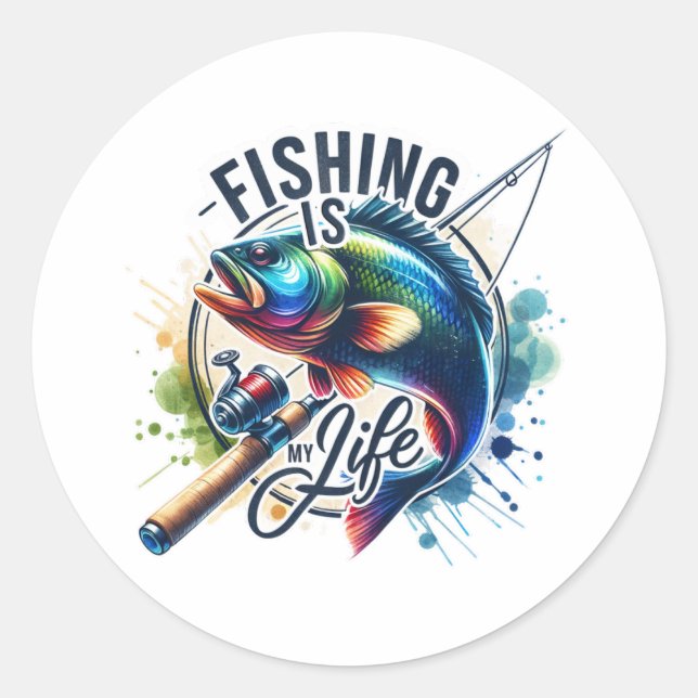 Adesivo Redondo Fisher Gift Fish É Minha Vida (Frente)