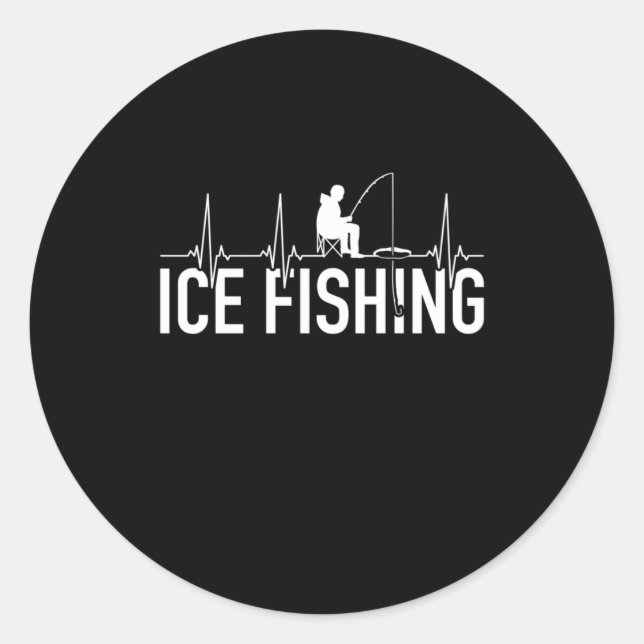 Adesivo Redondo Fisher Ice Fishing Heartbeat (Frente)