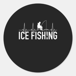 Adesivo Redondo Fisher Ice Fishing Heartbeat