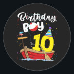 Adesivo Redondo Fisherman 10th Birthday Boy Fishing 10 Year Old<br><div class="desc">Fisherman 10th Birthday Boy Fishing 10 Year Old Theme B day Gift. Perfect gift for your dad,  mom,  papa,  men,  women,  friend and family members on Thanksgiving Day,  Christmas Day,  Mothers Day,  Fathers Day,  4th of July,  1776 Independent day,  Veterans Day,  Halloween Day,  Patrick's Day</div>