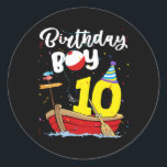 Adesivo Redondo Fisherman 10th Birthday Boy Fishing 10 Year Old<br><div class="desc">Fisherman 10th Birthday Boy Fishing 10 Year Old Theme B day Gift. Perfect gift for your dad,  mom,  papa,  men,  women,  friend and family members on Thanksgiving Day,  Christmas Day,  Mothers Day,  Fathers Day,  4th of July,  1776 Independent day,  Veterans Day,  Halloween Day,  Patrick's Day</div>