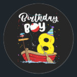 Adesivo Redondo Fisherman 8th Birthday Boy Fishing 8 Year Old<br><div class="desc">Fisherman 8th Birthday Boy Fishing 8 Year Old Theme B day Gift. Perfect gift for your dad,  mom,  papa,  men,  women,  friend and family members on Thanksgiving Day,  Christmas Day,  Mothers Day,  Fathers Day,  4th of July,  1776 Independent day,  Veterans Day,  Halloween Day,  Patrick's Day</div>