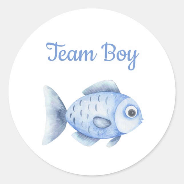 Adesivo Redondo Fishing Gender Reveal - Team Boy (Frente)