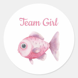 Adesivo Redondo Fishing Gender Reveal - Team Girl