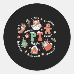 Adesivo Redondo Fisioterapia Pt Esquadrão do Papai Noel Natal Fisi