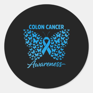 Adesivo Redondo Fita azul conscientização do câncer de cólon color