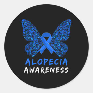Adesivo Redondo Fita Azul do Mês de Conscientização da Alopecia Ar
