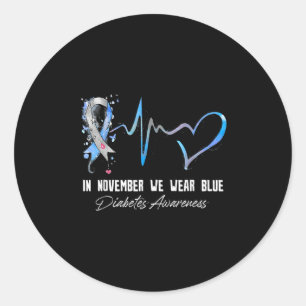 Adesivo Redondo Fita Azul Em Novembro Vestimos Azul Para Diabetes