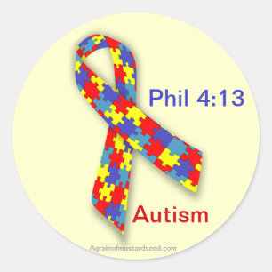 Adesivo Redondo Fita da consciência do autismo