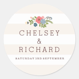 Adesivo Redondo Fita de Casamento - Vinheta Rosa