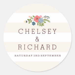 Adesivo Redondo Fita de Casamento - Vinheta Rosa