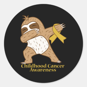 Adesivo Redondo Fita de Conscientização do Câncer Infantil Sloth D