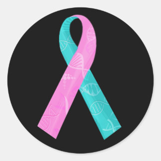 Adesivo Redondo Fita de DNA BRCA rosa e lacrimal