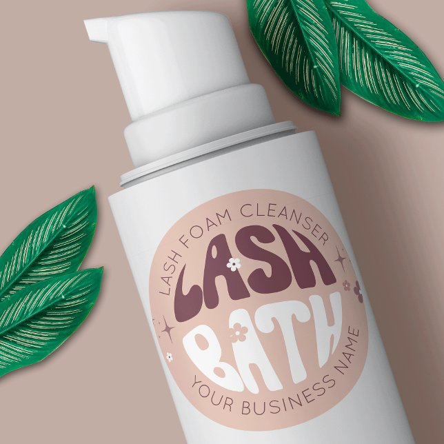Adesivo Redondo Fita De Garrafa De Espuma De 2 OZ, Retro Moderno,  (Modern groovy lash bath foam bottle labels with space for your brand name)