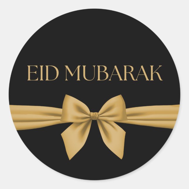 Adesivo Redondo Fita de ouro Eid Mubarak (Frente)