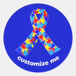 Adesivo Redondo Fita de Sensibilização do Autismo Personalizado