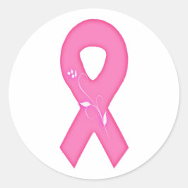 Adesivo Redondo Fita De Sensibilização Do Cancer Com Flor
