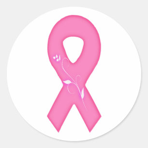 Adesivo Redondo Fita De Sensibilização Do Cancer Com Flor