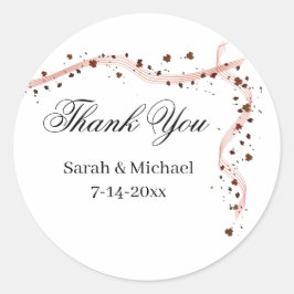 Adesivo Redondo Fita desenhada à mão e palhetas de casamentos