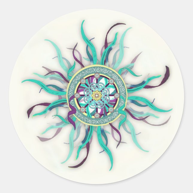 Adesivo Redondo Fita Dharma Wheel Mandala (Frente)