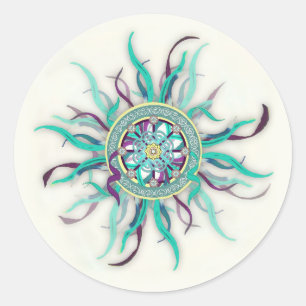 Adesivo Redondo Fita Dharma Wheel Mandala