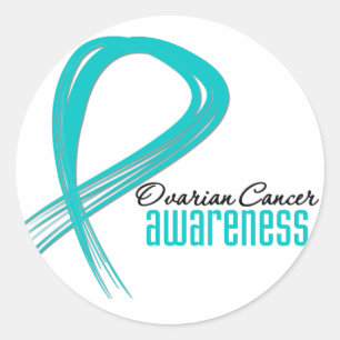 Adesivo Redondo Fita do Grunge da consciência do câncer de ovár